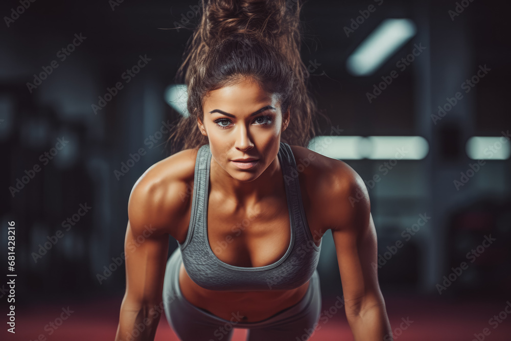 The strength and agility of female athlete as she engages in high intensity interval training at the gym, beautiful athletic woman working out The strength and agility of female athlete as she engages in high intensity interval training at the gym, beautiful athletic woman working out