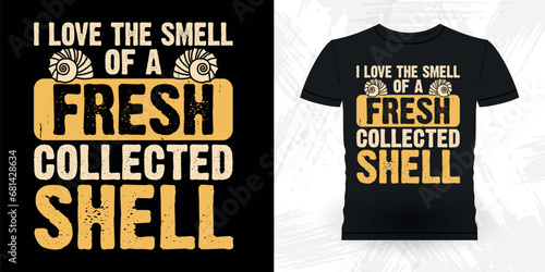 Funny Shell Collector Beach Shelling Vintage Seashell T-shirt Design