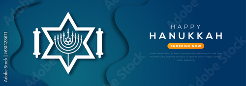 Happy Hanukkah Love and Light Paper cut style Vector Design Illustration for Background, Poster, Banner, Advertising, Greeting Card