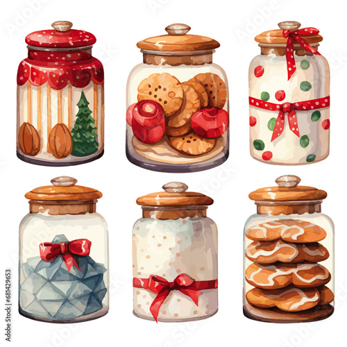 christmas cookie jars vectors