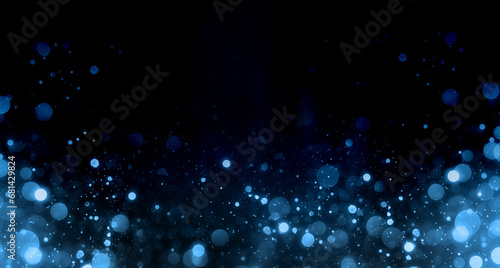 abstract particle bokeh with dark blue background