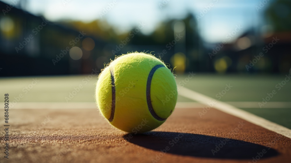 close up a tennis ball on court