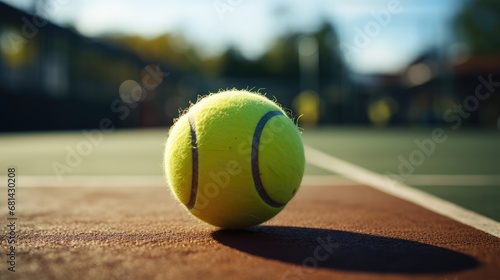 close up a tennis ball on court © akarawit