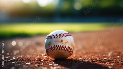 close up a baseball ball on court