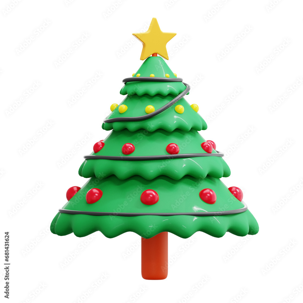 3D rendering Christmas Tree Icon Object 3D rendering Christmas Tree Icon Object