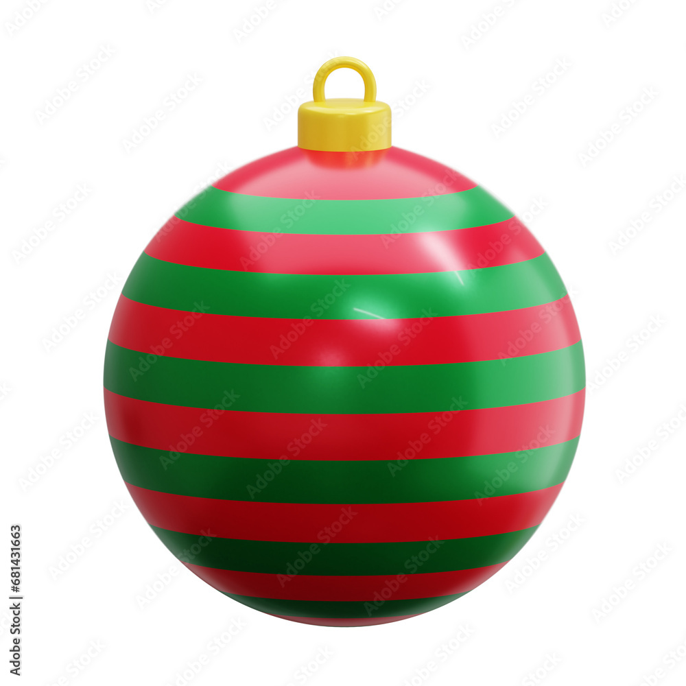 3D Rendering Christmas Ball Icon Object 3D Rendering Christmas Ball Icon Object