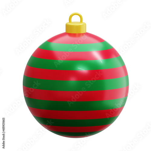 3D Rendering Christmas Ball Icon Object
