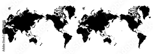 サイドシームレスな世界地図のシルエット。
自由にトリミングできて便利です。 photo