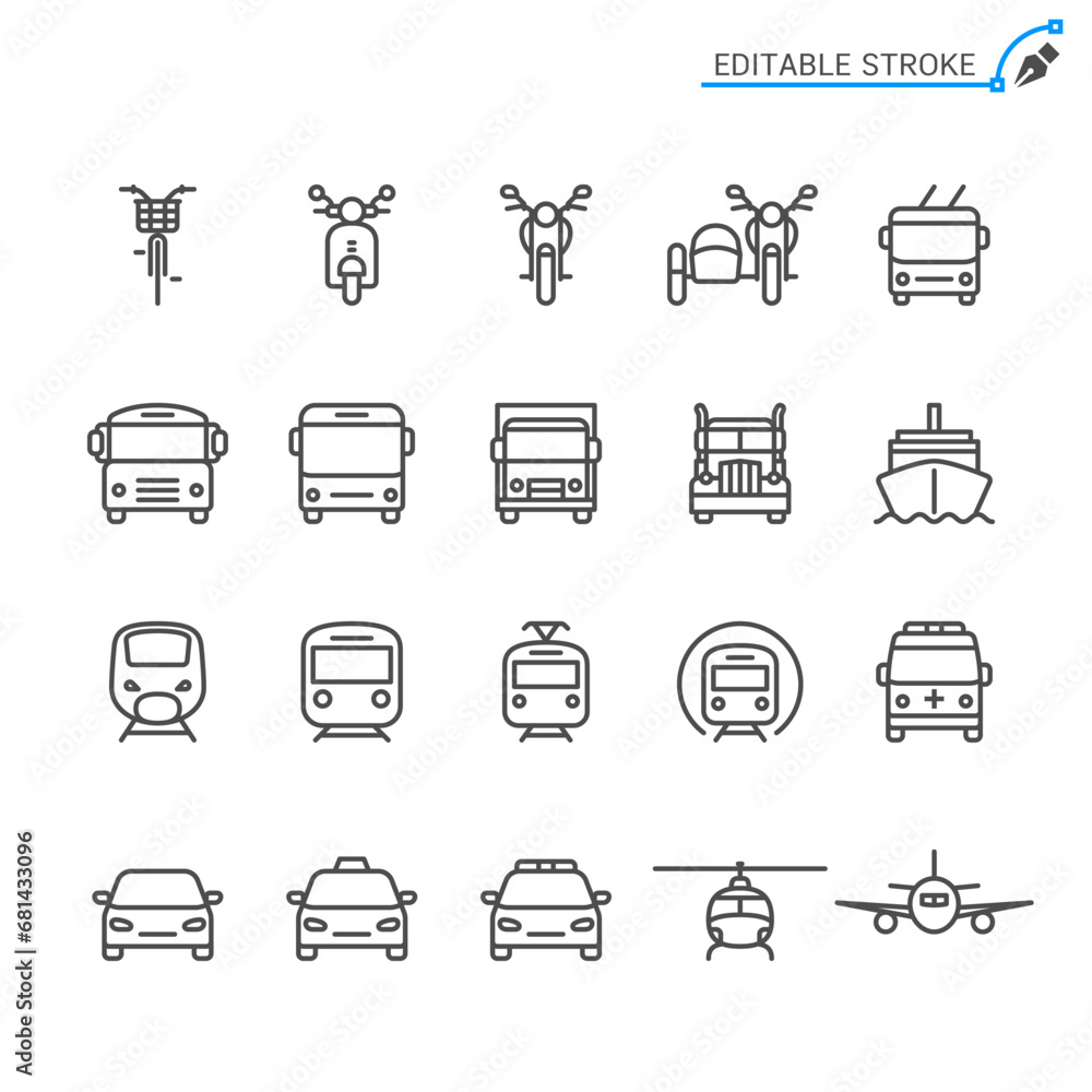 Transportation line icons. Editable stroke. Pixel perfect. Transportation line icons. Editable stroke. Pixel perfect.