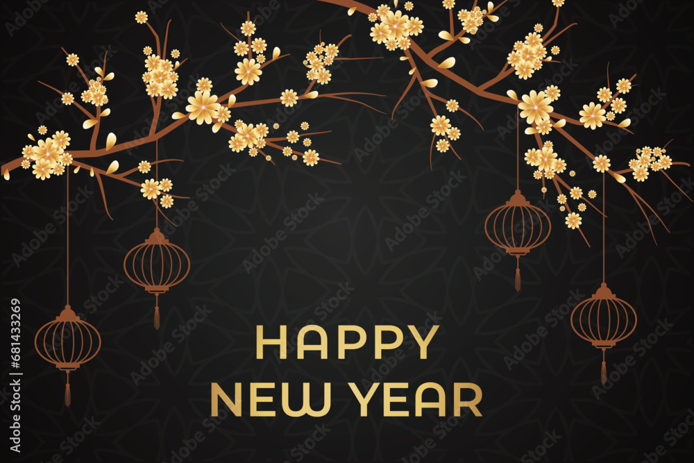 Fototapeta premium Christmas happy new year background and Christmas decoration vector collection