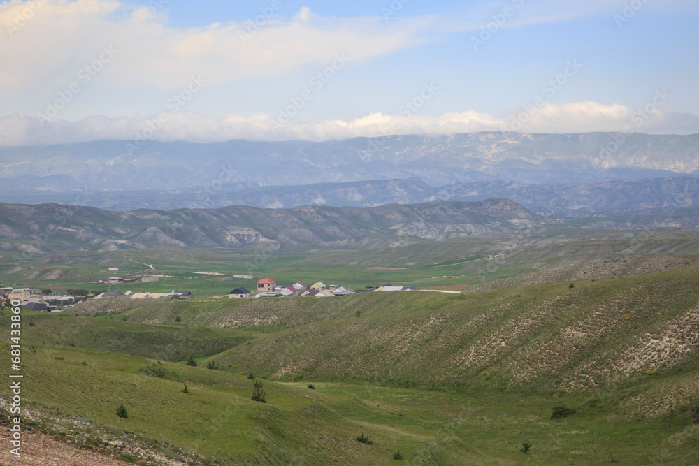 Mountain landscape of Dagestan on a clear day.