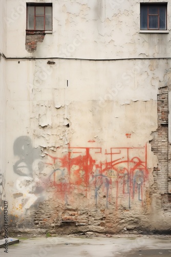 Empty urban wall with graffiti traces AI generated illustration