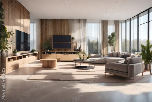 Modern house design with furniture  3d render