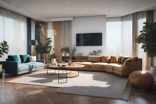 3d rendering of living room and family space © Hamza