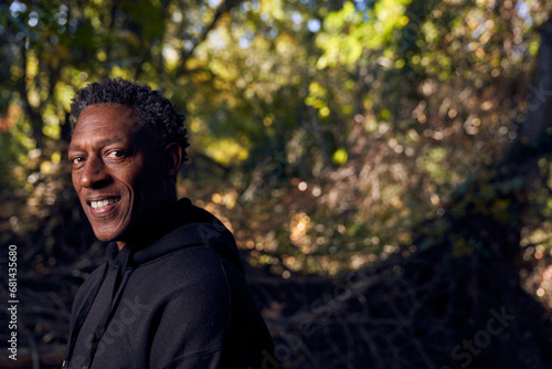Adult Senior Black Man in Nature Smiling