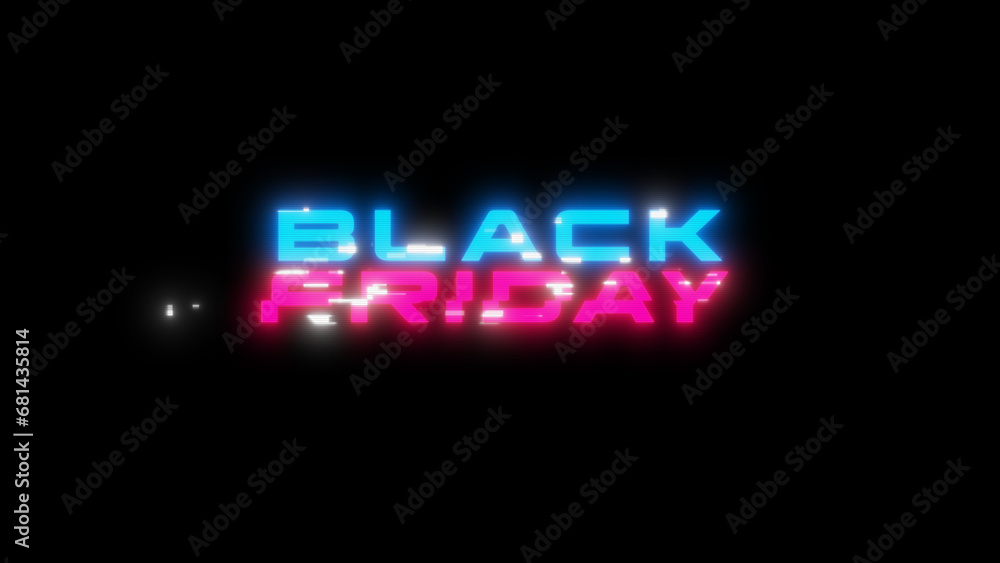Black Friday glitch banner. Black Friday blue and pink text with glitches and distortions. Cyberpunk style web banner for advertising. Cyberpunk promo design. Black Friday glitch banner. Black Friday blue and pink text with glitches and distortions. Cyberpunk style web banner for advertising. Cyberpunk promo design.
