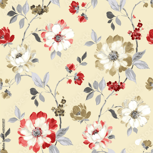 Digital floral design with motifs and flowers
