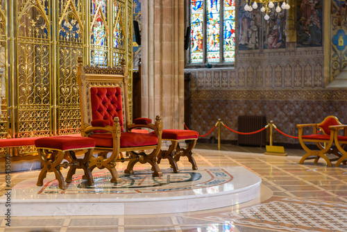 Altar chairs at the sanctuary of Armagh Roman Catholic Cathedral, Northern Ireland. photo