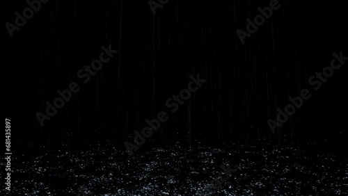 Real Rain Background Falls and Rain Falls Splash on the Ground
