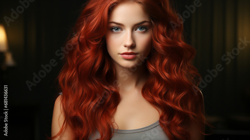 beautiful redhead woman with bright shiny hair. beauty fashion girl portrait