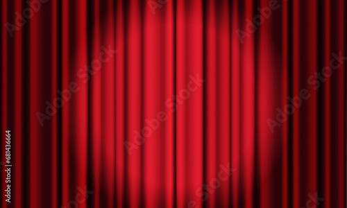 Red curtain background. Theatrical drapes. Red fabric. Wavy silk background.
