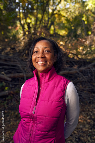 Adult Senior Black Woman in Nature Smiling