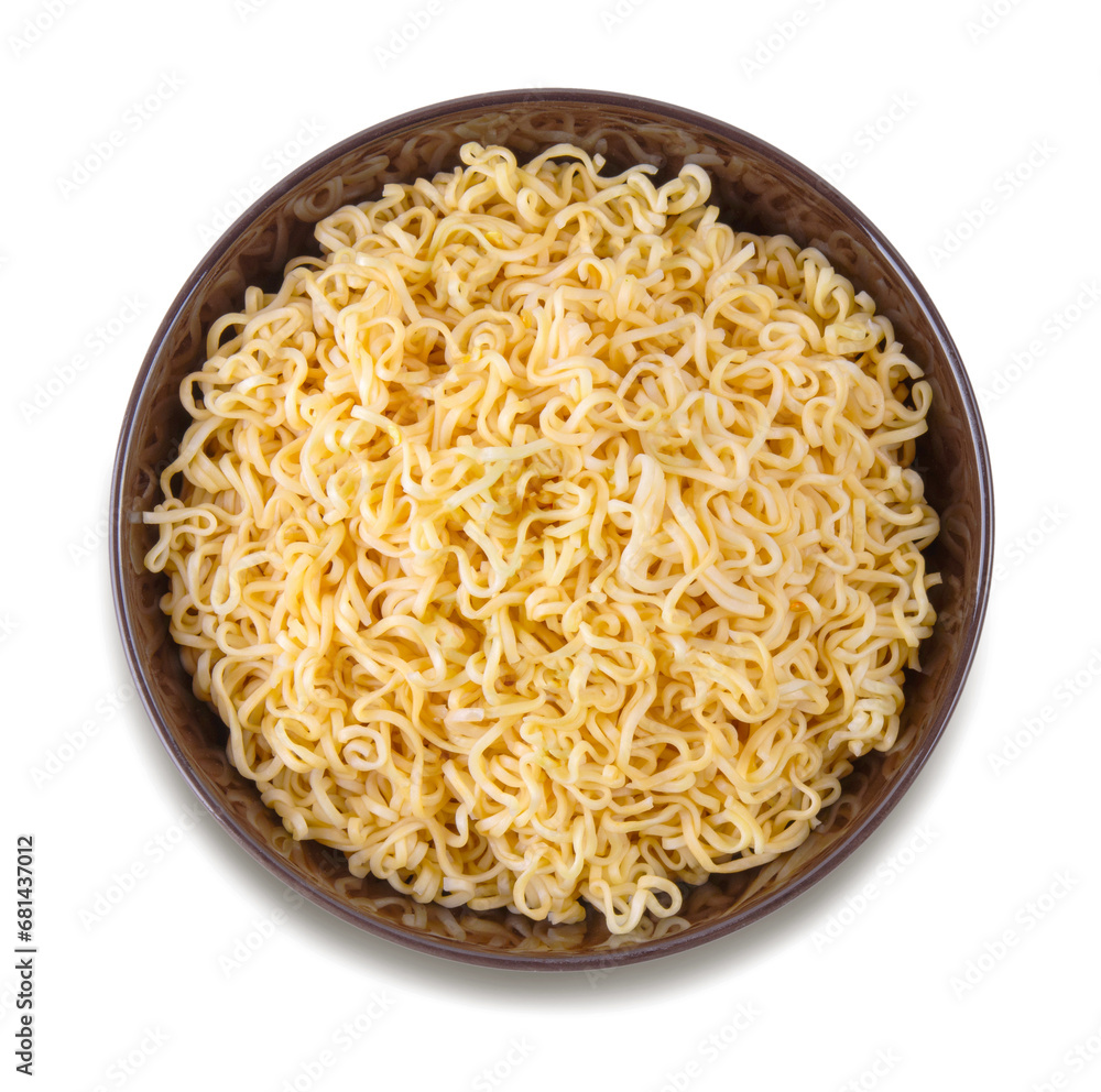 instant noodles with in black bowl isolated on white background with clipping path. Asian and Chinese style fast food concept. instant noodles with in black bowl isolated on white background with clipping path. Asian and Chinese style fast food concept.