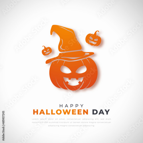 Happy Halloween Day Paper cut style Vector Design Illustration for Background, Poster, Banner, Advertising, Greeting Card