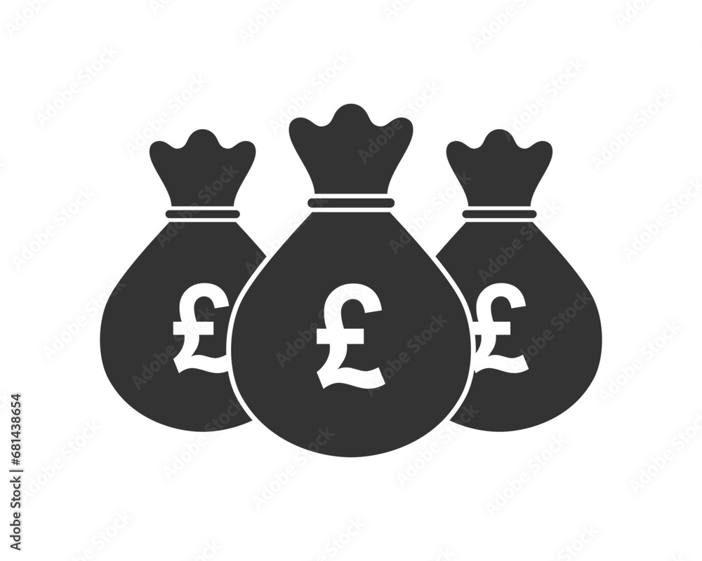 Pounds graphic icon. Money bags sign isolated on white background. Vector illustration Pounds graphic icon. Money bags sign isolated on white background. Vector illustration
