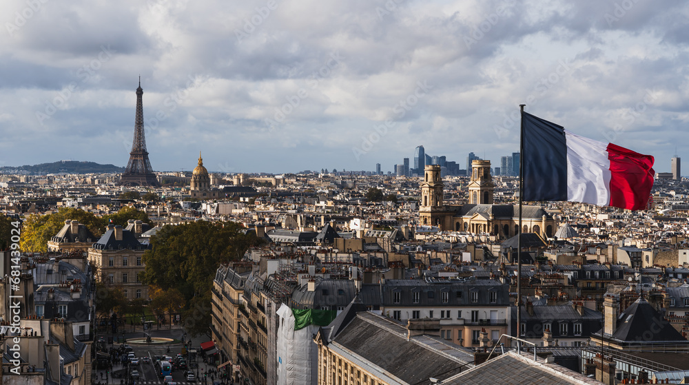 Paris skyline panorama with the Eiffel Tower
