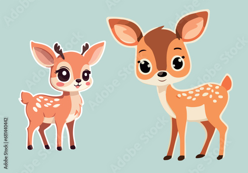 set of funny cartoon deer