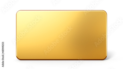 Blank golden metal plate isolated on white background