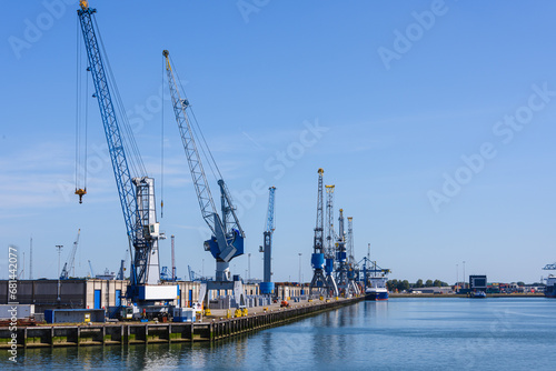 Cranes in the port of Rotterdam, Europe's largest freight terminal