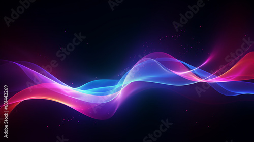 Abstract futuristic background with blurry glowing wave and neon lines © sema_srinouljan