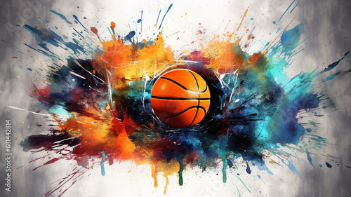 Abstract watercolor basketball