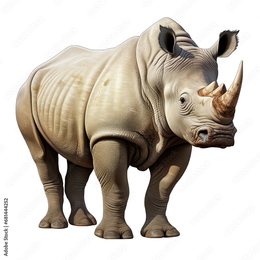 Obraz premium Rhinoceros Isolated on Transparent or White Background, PNG