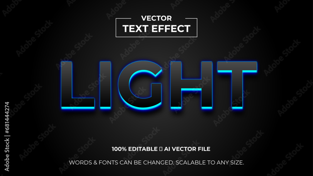 Glowing blue light background text effect. Editable text effect. vector editable font for graphic tee, banner, poster, post, social media or logo. vector illustration Glowing blue light background text effect. Editable text effect. vector editable font for graphic tee, banner, poster, post, social media or logo. vector illustration