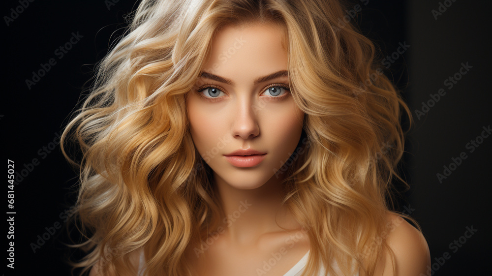 beauty woman with curly hair and makeup. beautiful girl with curly blond curly hair beauty woman with curly hair and makeup. beautiful girl with curly blond curly hair