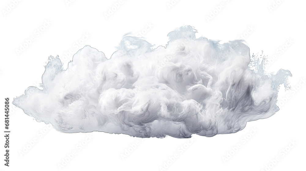 Drifting White Cloud Isolated on Transparent or White Background, PNG