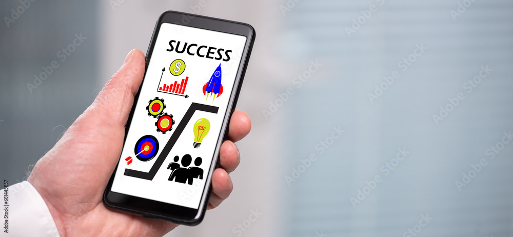 Success concept on a smartphone Success concept on a smartphone