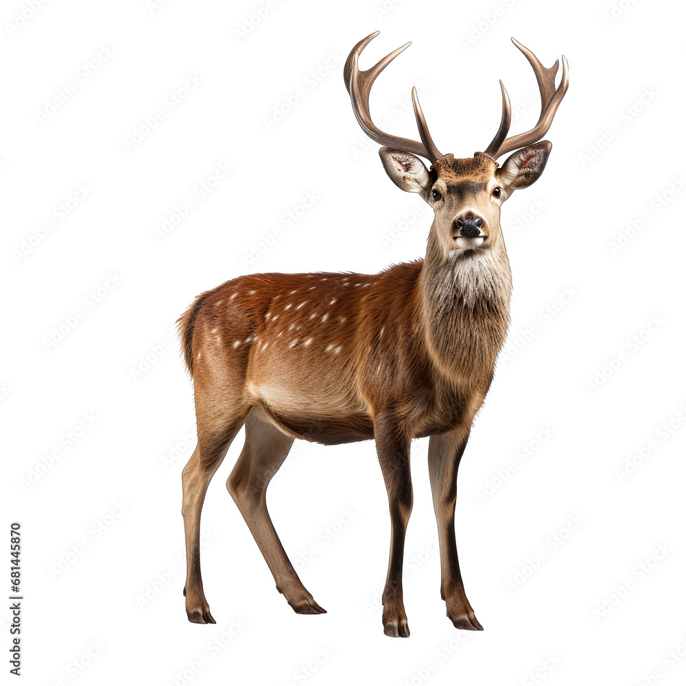 Obraz premium Deer on White Background Isolated on Transparent or White Background, PNG