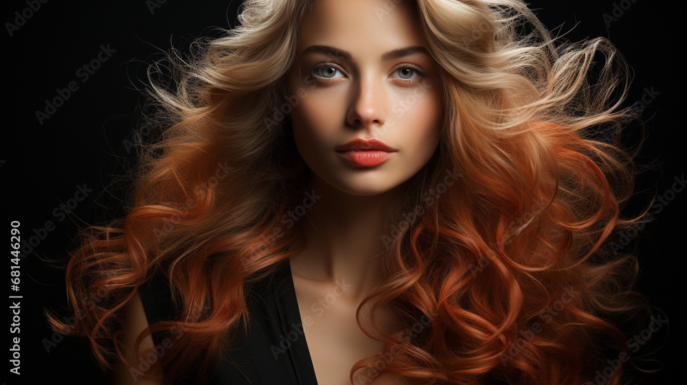 Fototapeta premium beautiful young woman with curly hair in a studio. fashion portrait.