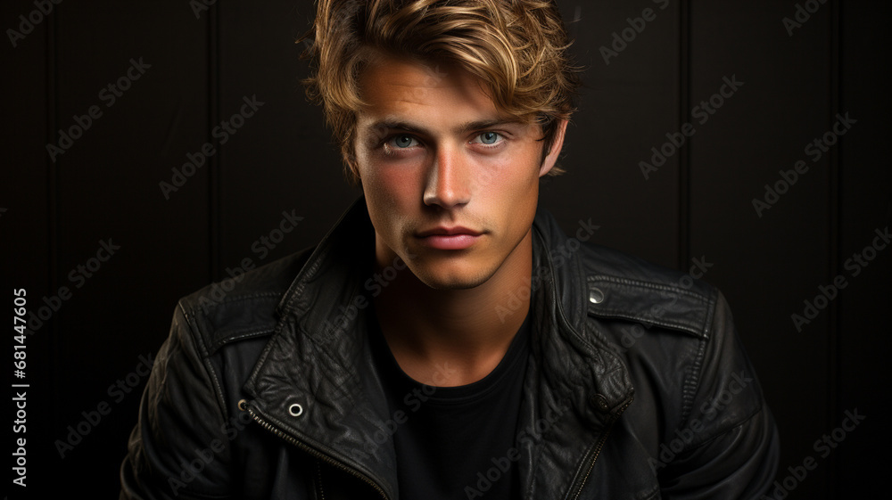 Obraz premium portrait of a man with a leather jacket.