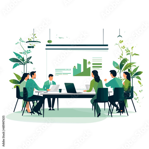 Eco-Friendly Business Meeting - Vector Illustration