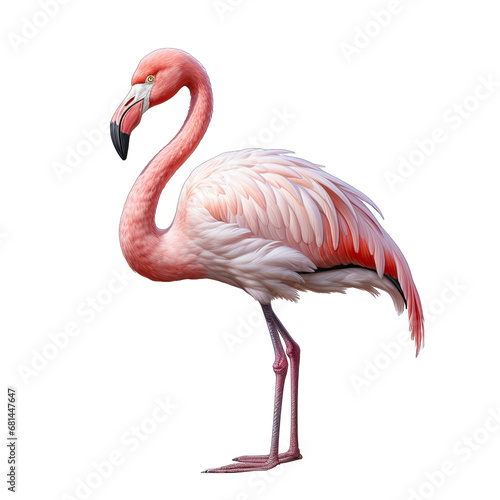 Flamingo on White Isolated on Transparent or White Background  PNG