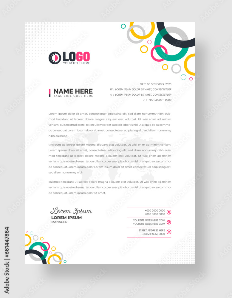 Fototapeta premium letterhead, corporate modern professional creative company official unique minimal letter head design template.