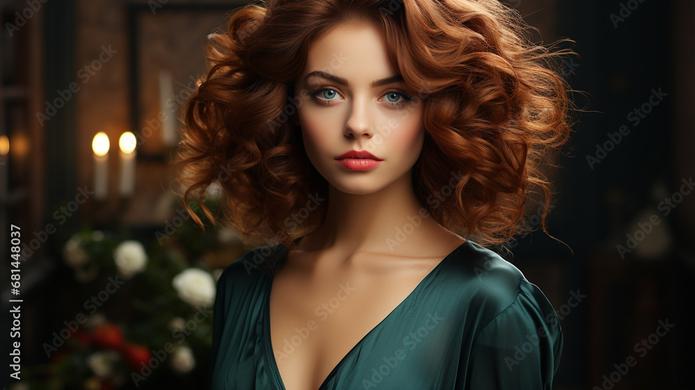 beautiful young woman with long hair and red lips beautiful young woman with long hair and red lips