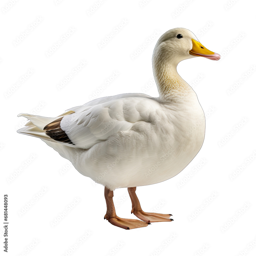 Duck on White Background Isolated on Transparent or White Background, PNG