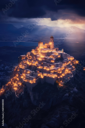 Beautiful citadel made of sapphires, AI Generated