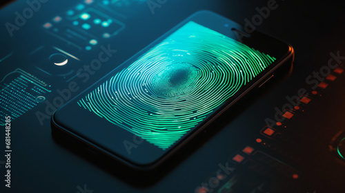 A close up of a cell phone with a visible fingerprint